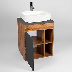 Viant Тумба с раковиной Бостон 65 подвесная графит/дуб вотан – фотография-4